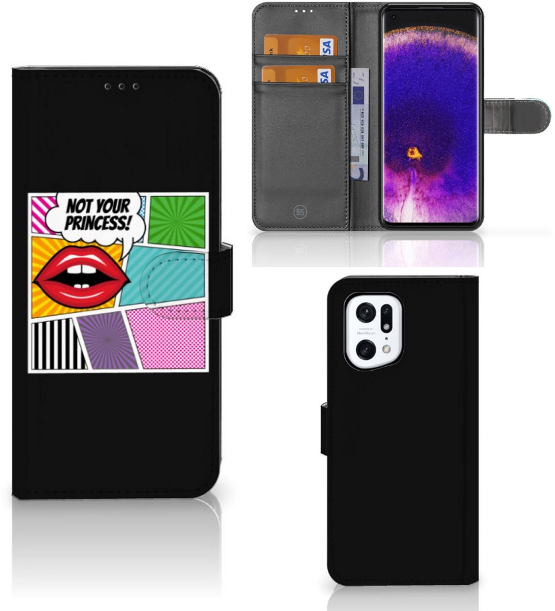 OPPO Find X5 Pro Wallet Case met Pasjes Popart Princess