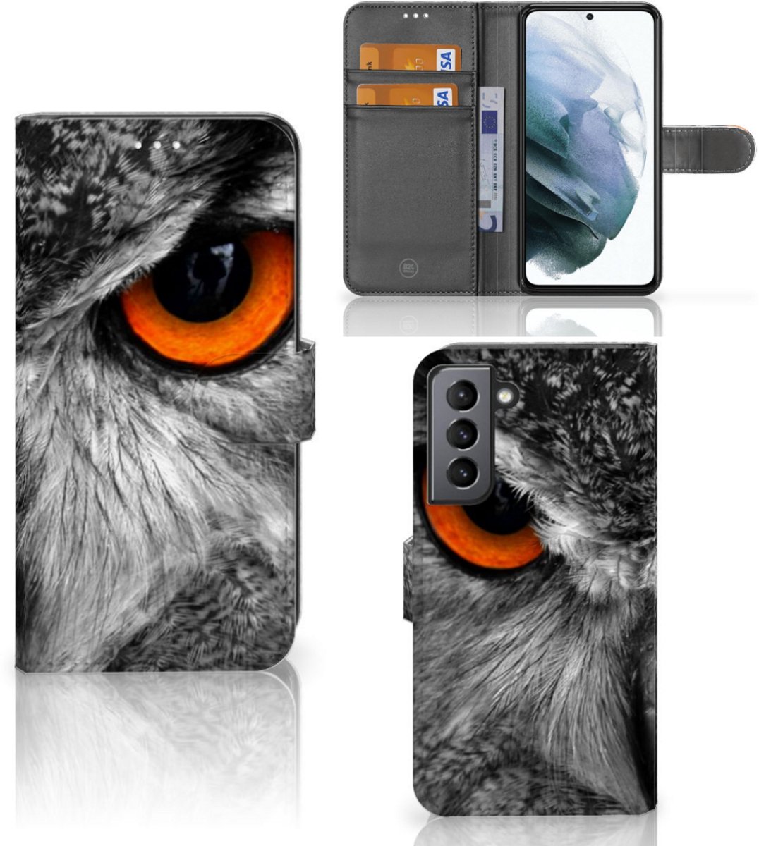 Samsung Galaxy S21 FE Telefoonhoesje met Pasjes Uil