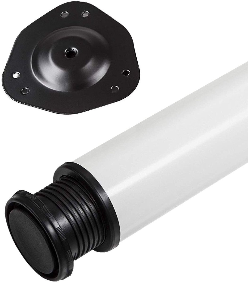 Sotech 1 stuk Tafelpoot Hoogte 870 mm Ø 76 / 80 mm staal met wit oppervlak belastbaar tot 75 kg Meubelpoot met 32 mm hoogteverstelling