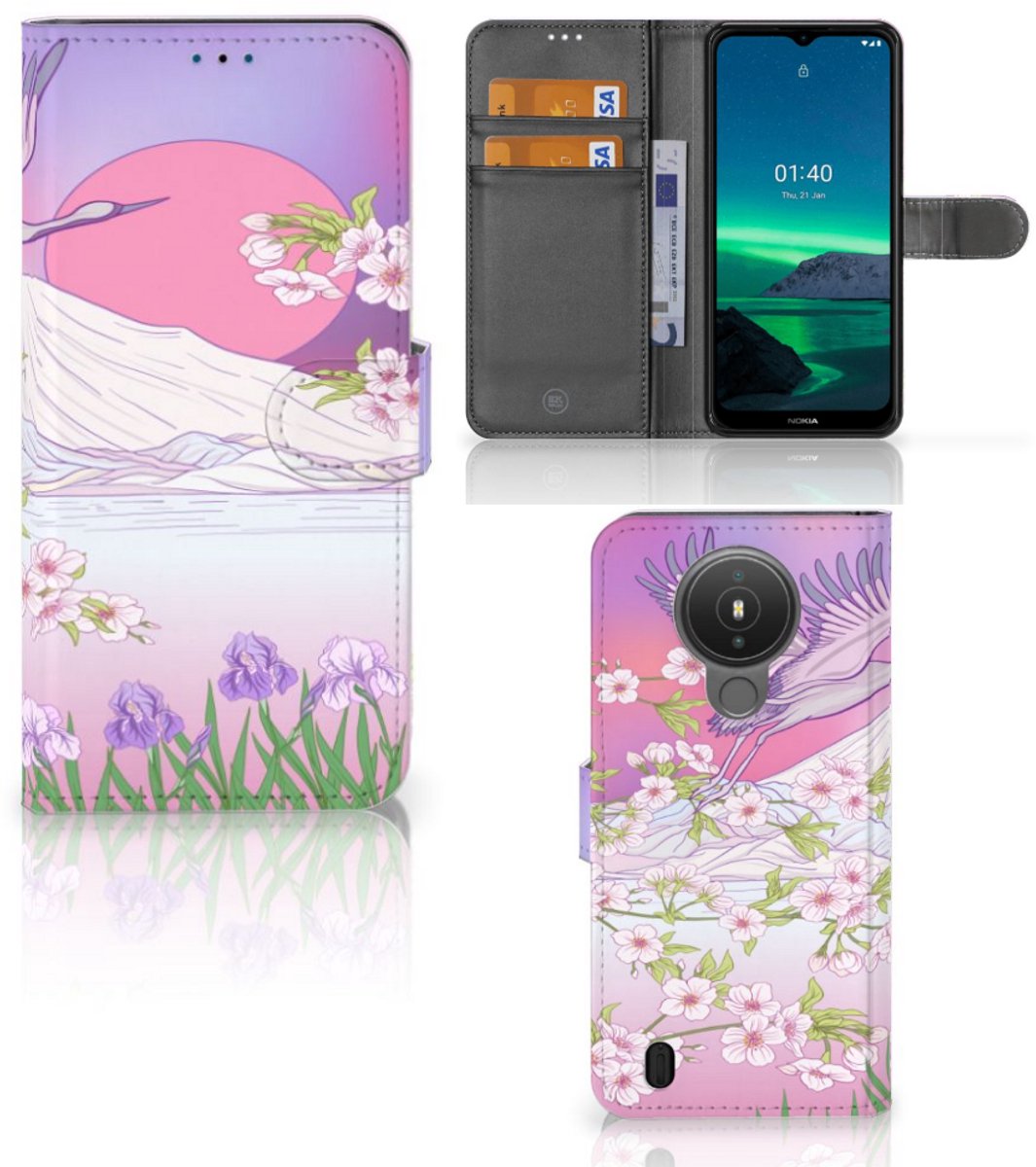Nokia 1.4 Telefoonhoesje met Pasjes Bird Flying