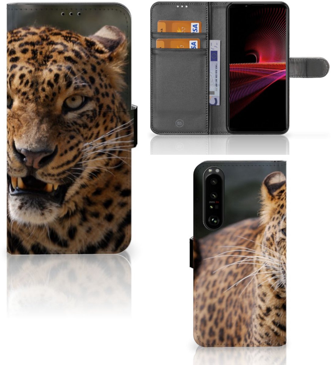 Sony Xperia 1 III Telefoonhoesje met Pasjes Luipaard