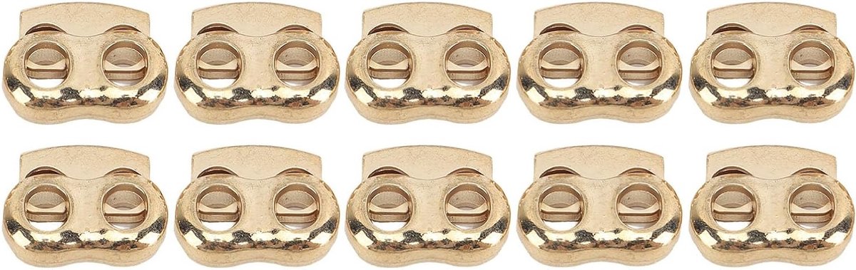 10 Stuks Koordsluiting Stopper voor Touw, Trekkoord en Veters, Verstelbare Klemmen in Goudkleur