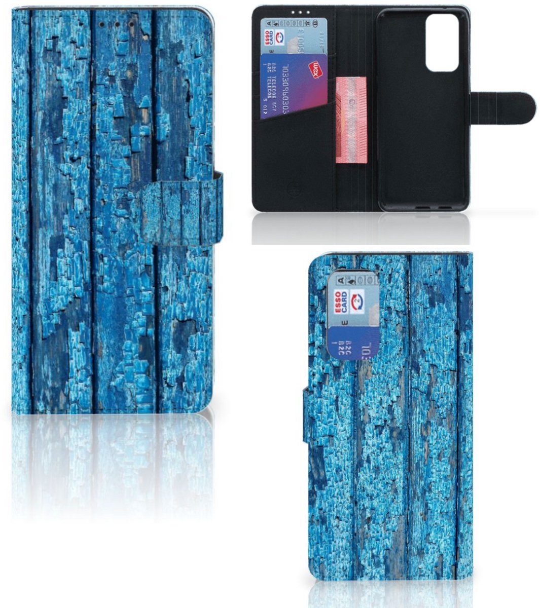 OnePlus 9 Pro Book Style Case Wood Blue