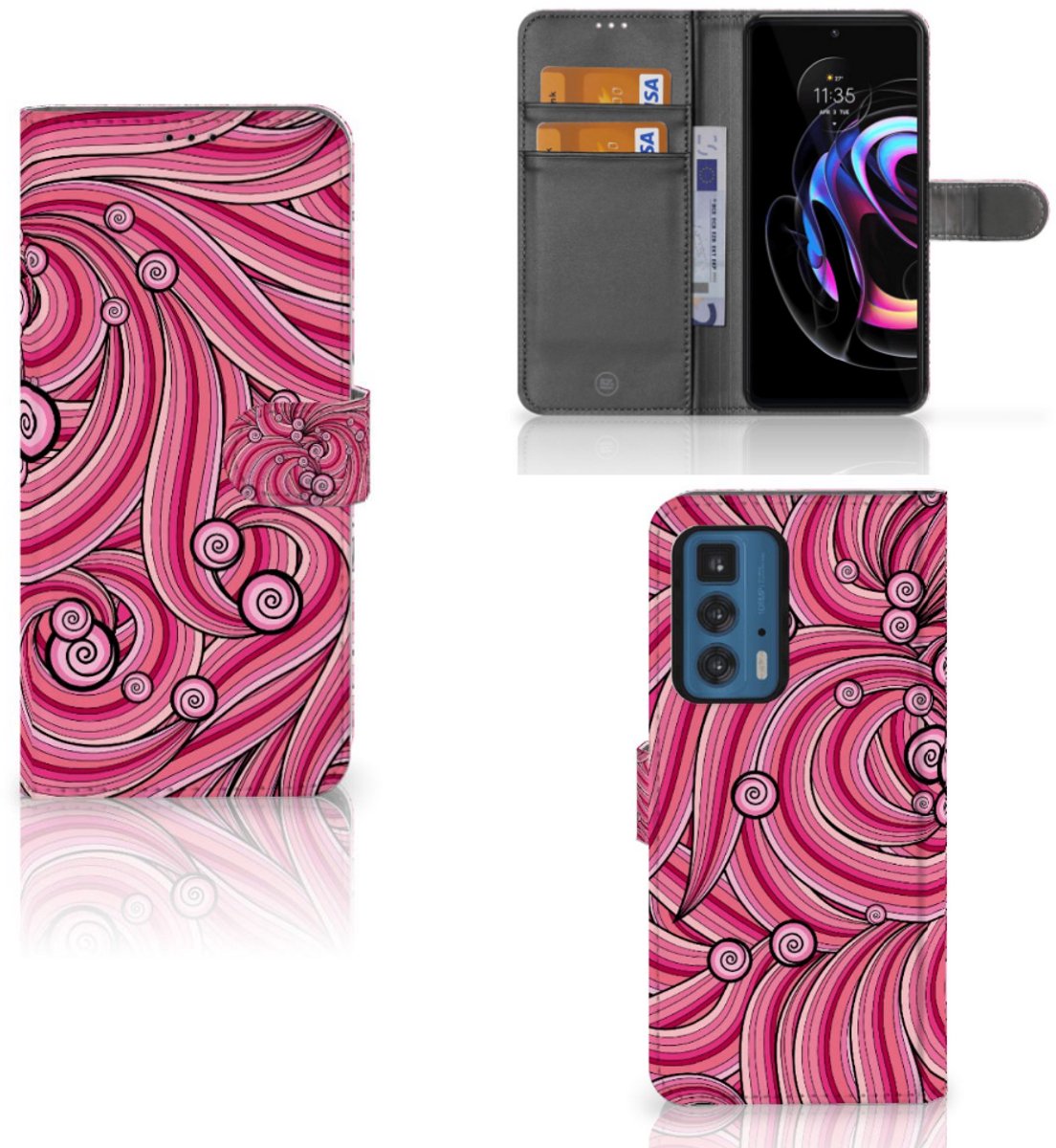 Motorola Edge 20 Pro Hoesje Swirl Pink