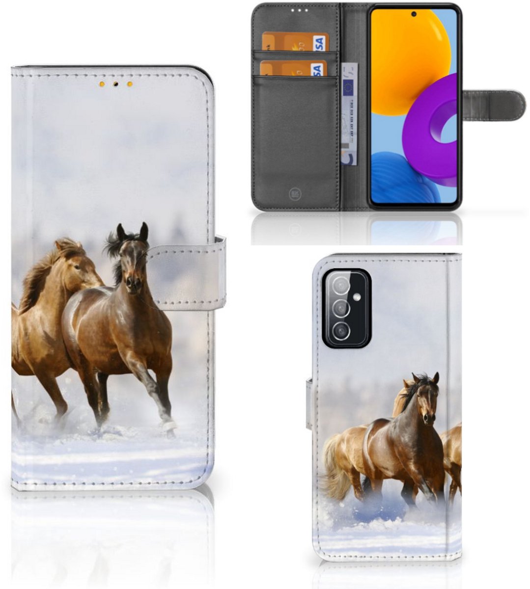 Samsung Galaxy M52 Telefoonhoesje met Pasjes Paarden