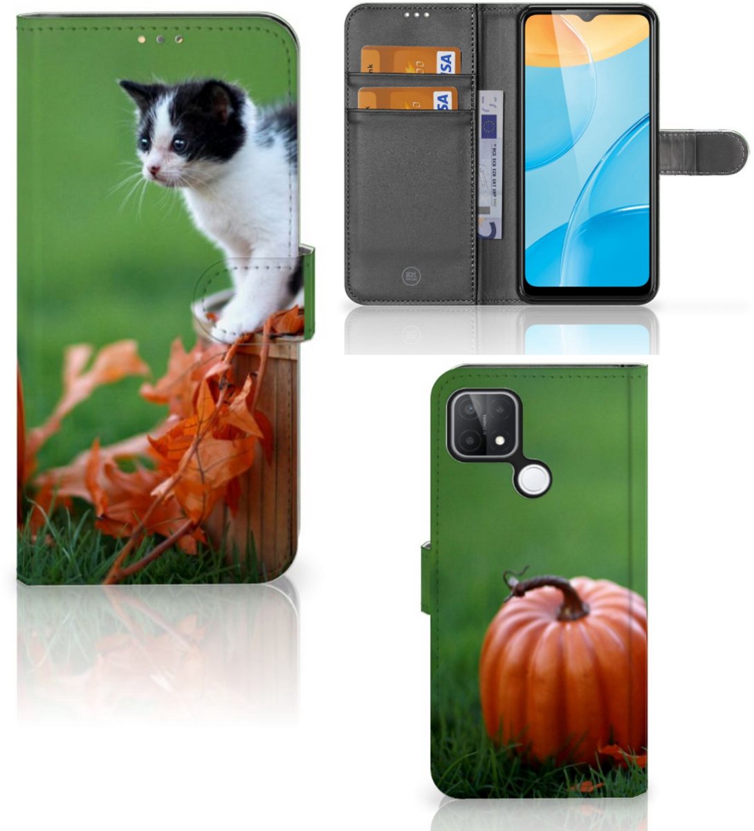OPPO A15 Telefoonhoesje met Pasjes Kitten