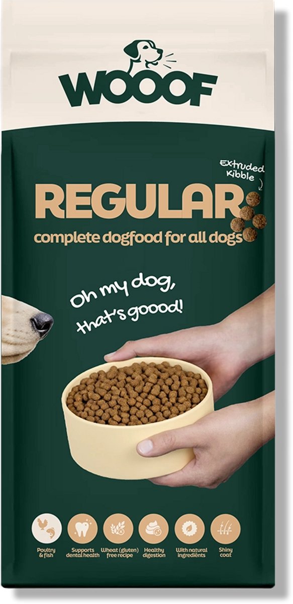 Wooof WOOOF Regular Krokant Hondenvoer 18kg - Krokante Hondenbrokken - Droogvoer - 18kg