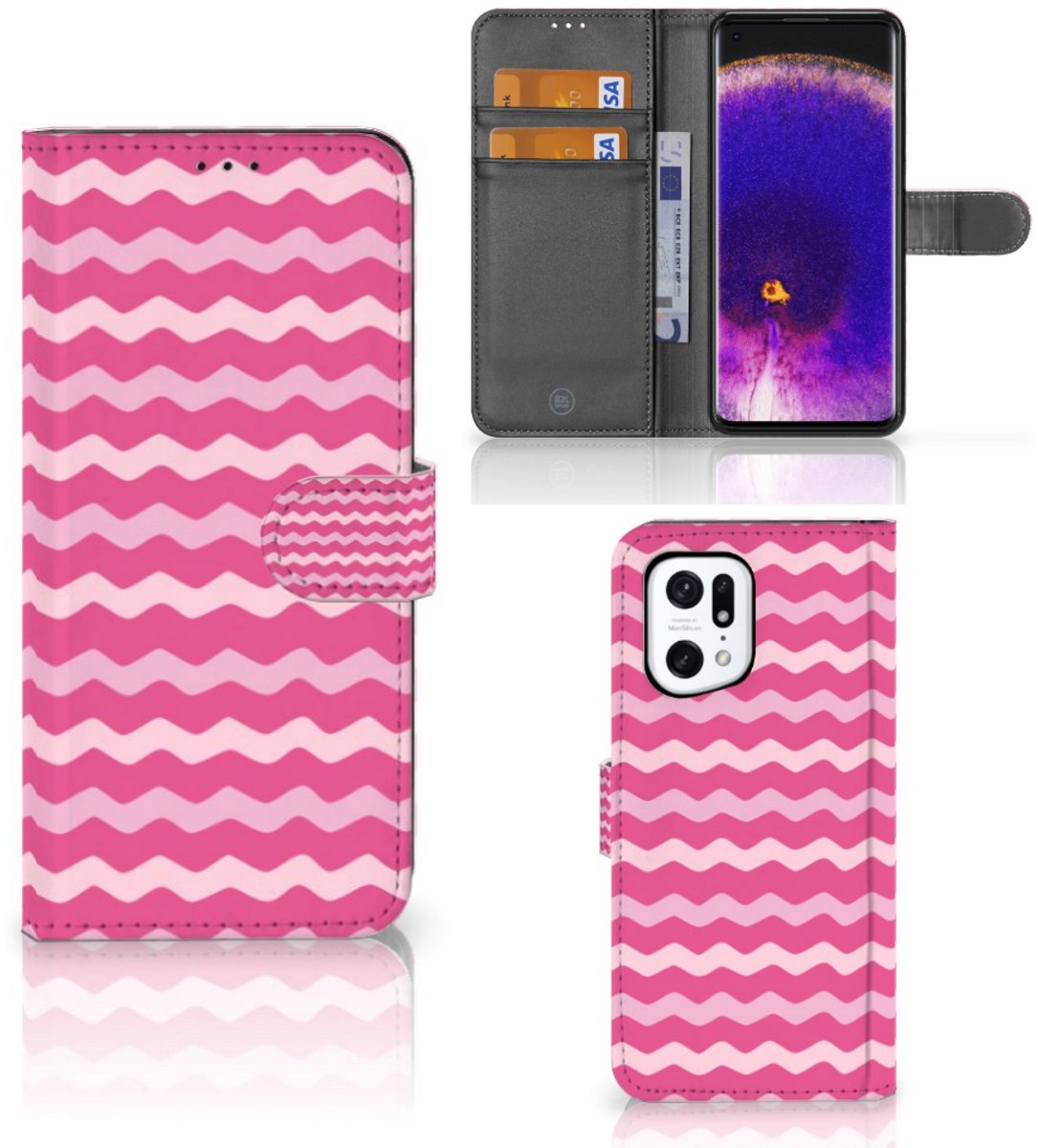 OPPO Find X5 Pro Telefoon Hoesje Waves Pink