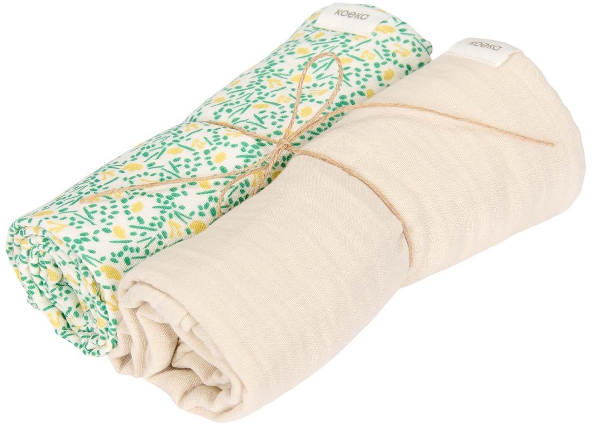 Koeka hydrofiel swaddle 2-pack Meadow off white 75x75