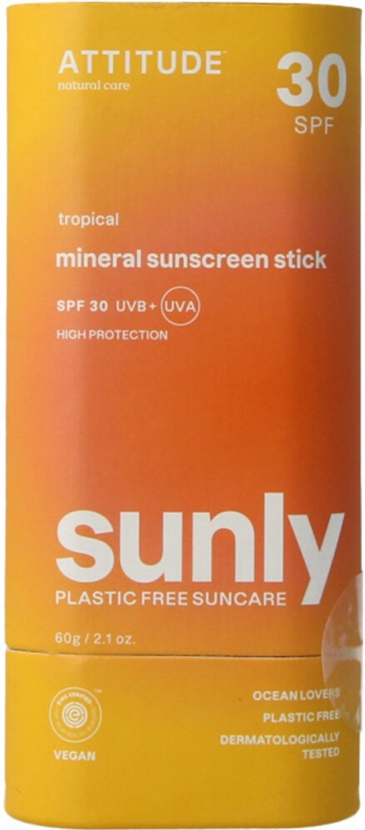 Attitude Sunly Zonnebrandstick SPF30 Tropisch - 60 gr