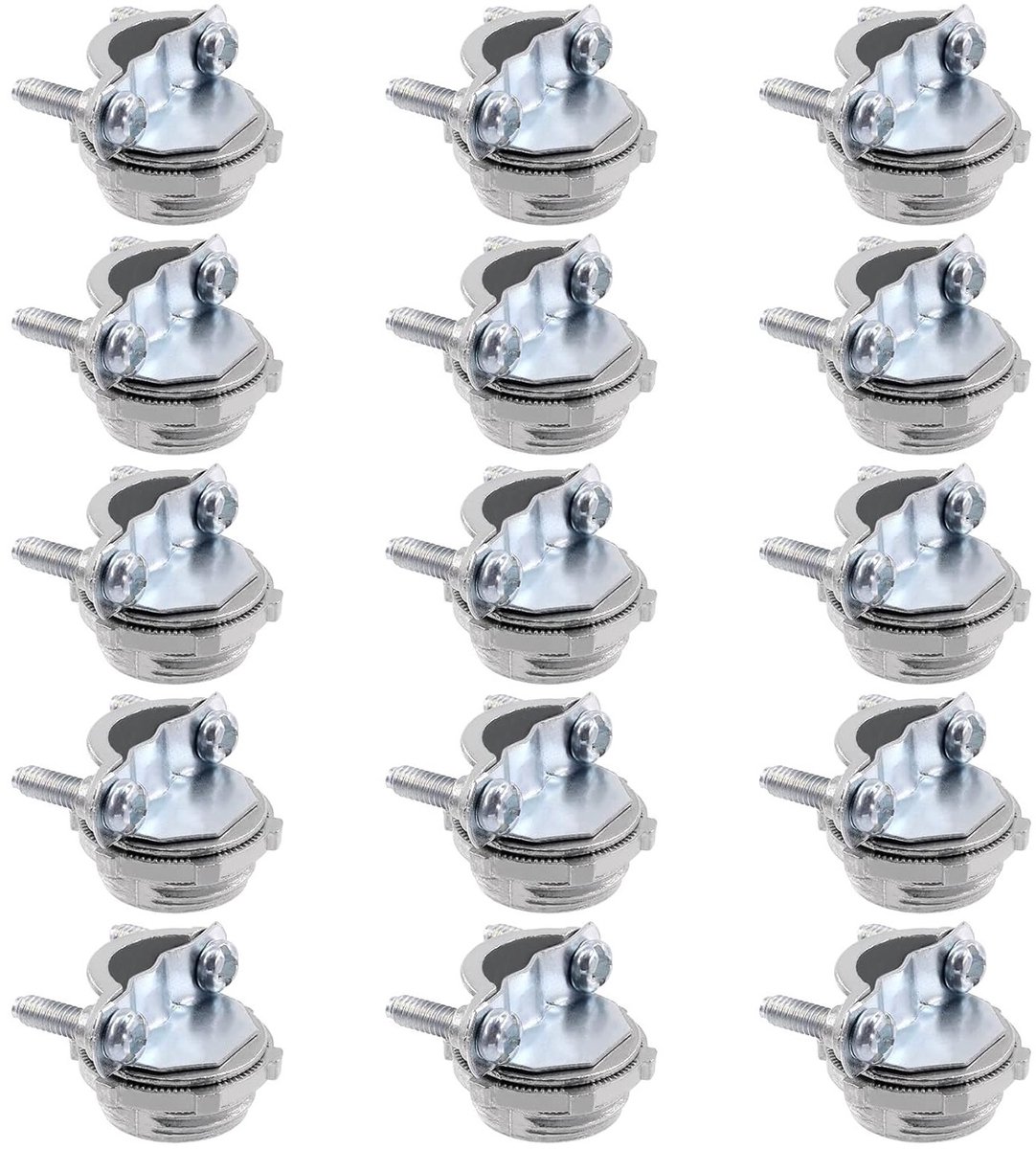 15 Stuks 1/2" Klemtype Kabelconnectoren - Metalen Conduit voor Kabelbescherming en Bevestiging