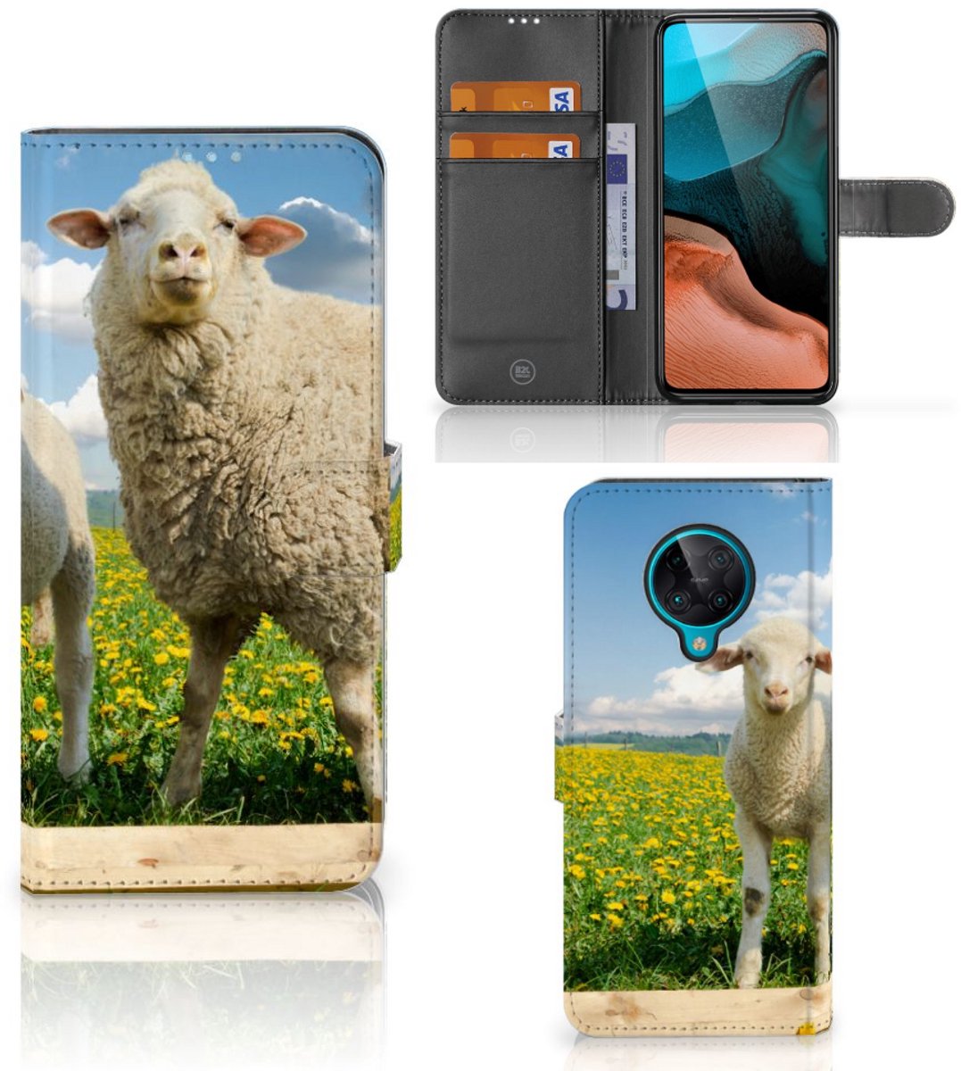 Xiaomi Poco F2 Pro Telefoonhoesje met Pasjes Schaap en Lammetje