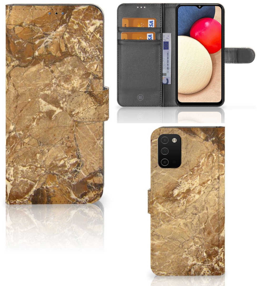 Boekhoesje voor Samsung Galaxy A03s Bookcase Marmer Creme