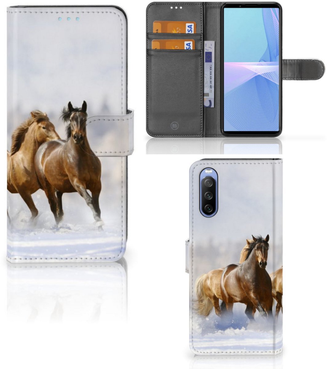 Sony Xperia 10 III Telefoonhoesje met Pasjes Paarden