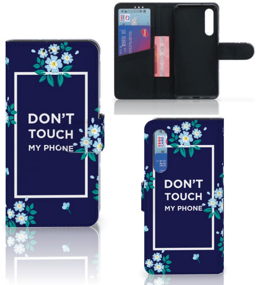 Xiaomi Mi 9 SE Portemonnee Hoesje Flowers Blue DTMP