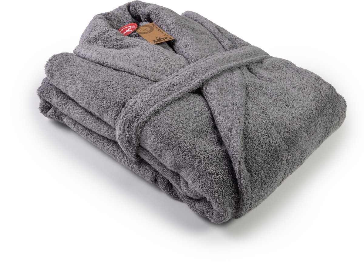 ARTG Robezz - Badjas Sjaalkraag - 100% Badstof Katoen - Antracietgrijs - Anthracite Grey - (3XL) Antraciet Grijs
