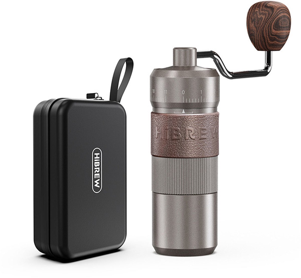 HiBREW G4B Handmatige Koffiemolen – Conische Maalschijven – Compact & Draagbaar – Grijsbruin