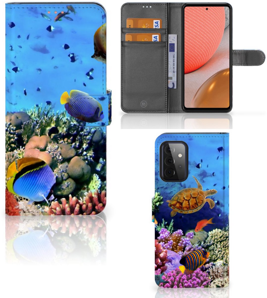 Samsung Galaxy A72 Telefoonhoesje met Pasjes Vissen