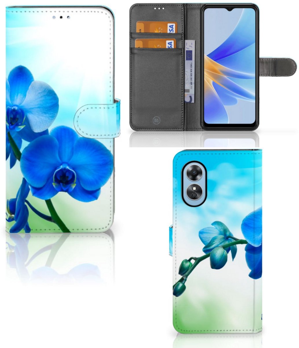 OPPO A17 Hoesje Orchidee Blauw - Cadeau voor je Moeder
