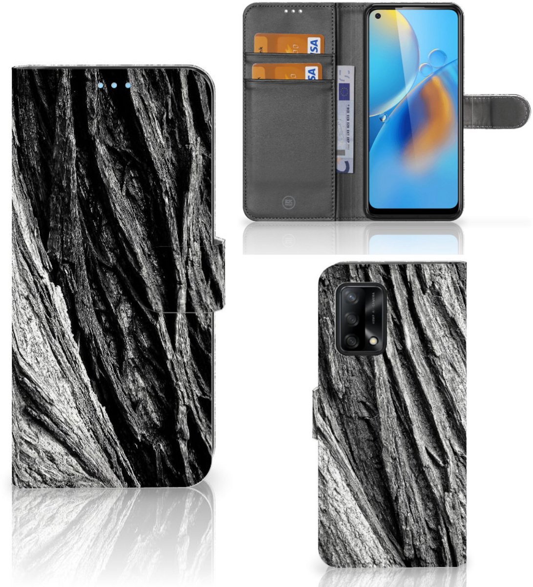 Book Style Case OPPO A74 4G Boomschors Grijs