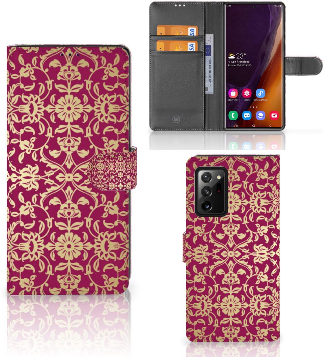 Book Case voor Wallet Case Samsung Galaxy Note20 Ultra Barok Pink