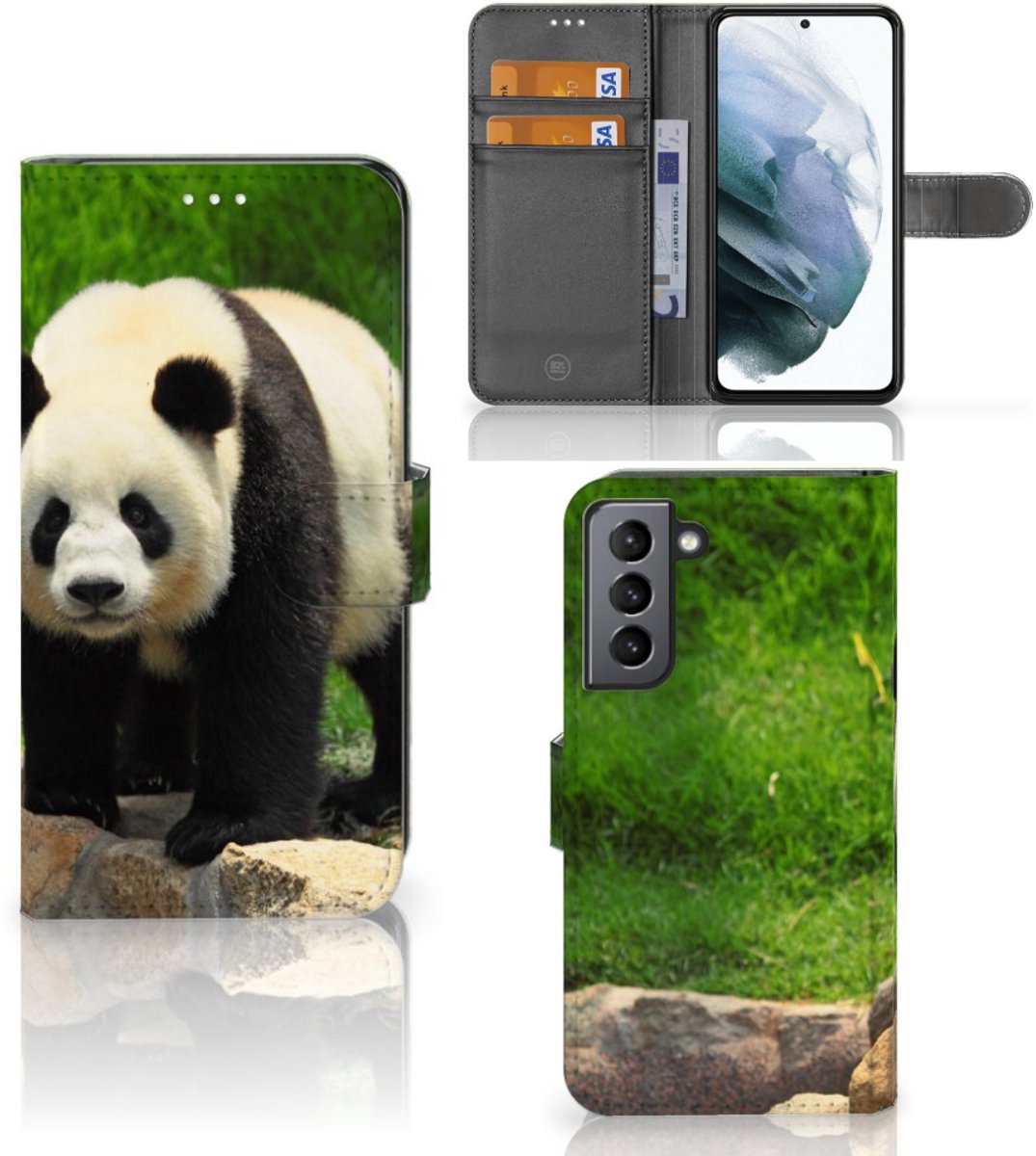 Samsung Galaxy S21 FE Telefoonhoesje met Pasjes Panda
