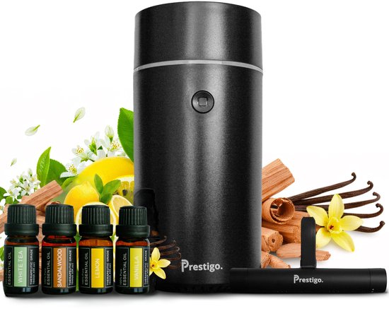 Prestigo Autoparfum - Diffuser & clip - Auto parfum set - 6 geuren - Hervulbaar & langdurig - met navulling - Auto geurverfrisser