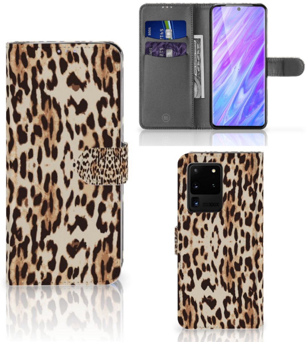 Samsung Galaxy S20 Ultra Telefoonhoesje met Pasjes Leopard