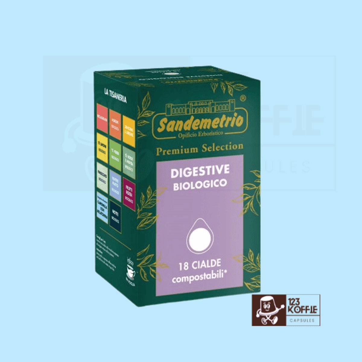 Sandemetrio Tisana Digestiva Bio ESE 44 mm Pads | 18 x Biologische Spijsverteringsinfusie Pads