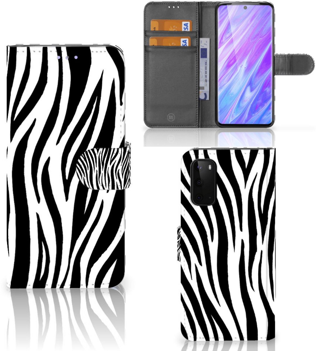 Samsung Galaxy S20 Telefoonhoesje met Pasjes Zebra