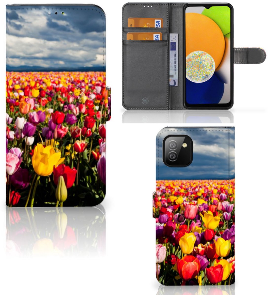 Book Case voor Samsung Galaxy A03 Hoesje Tulpen