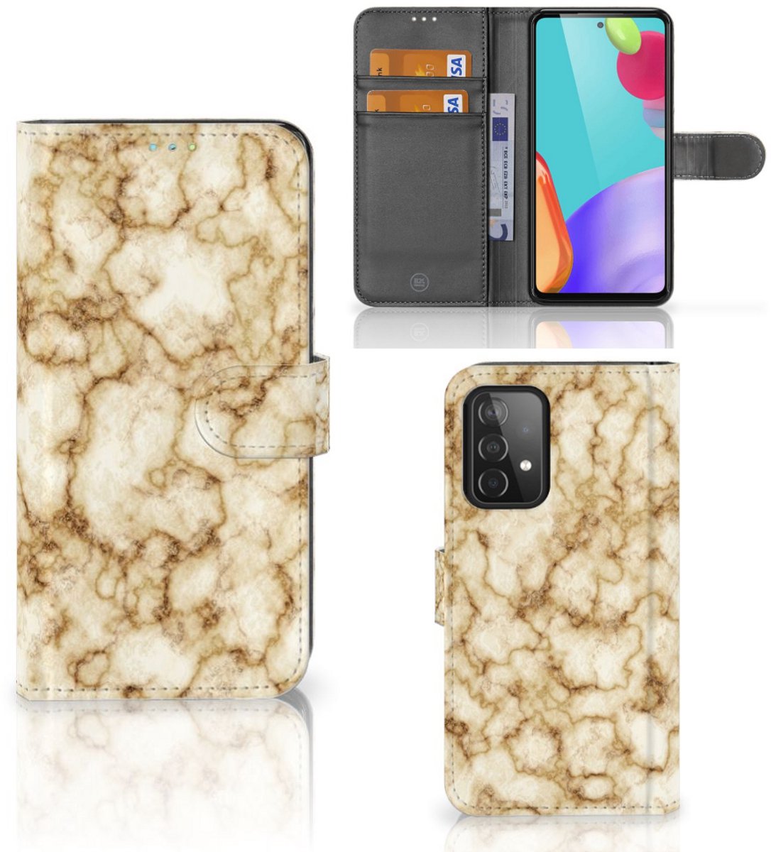 Boekhoesje voor Samsung Galaxy A52 Bookcase Marmer Goud