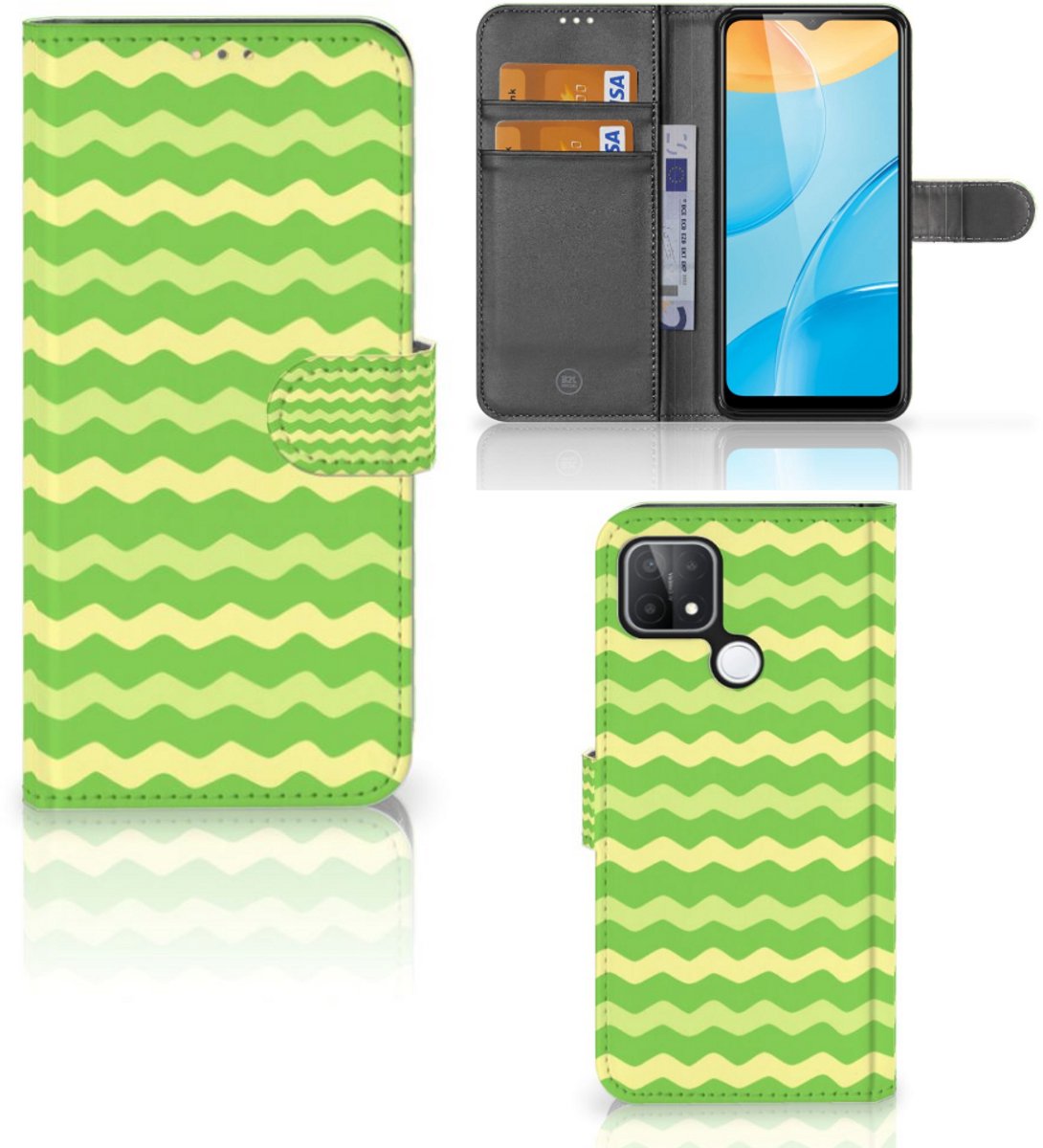 OPPO A15 Telefoon Hoesje Waves Green