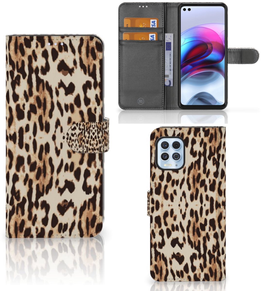 Motorola Moto G100 Telefoonhoesje met Pasjes Leopard