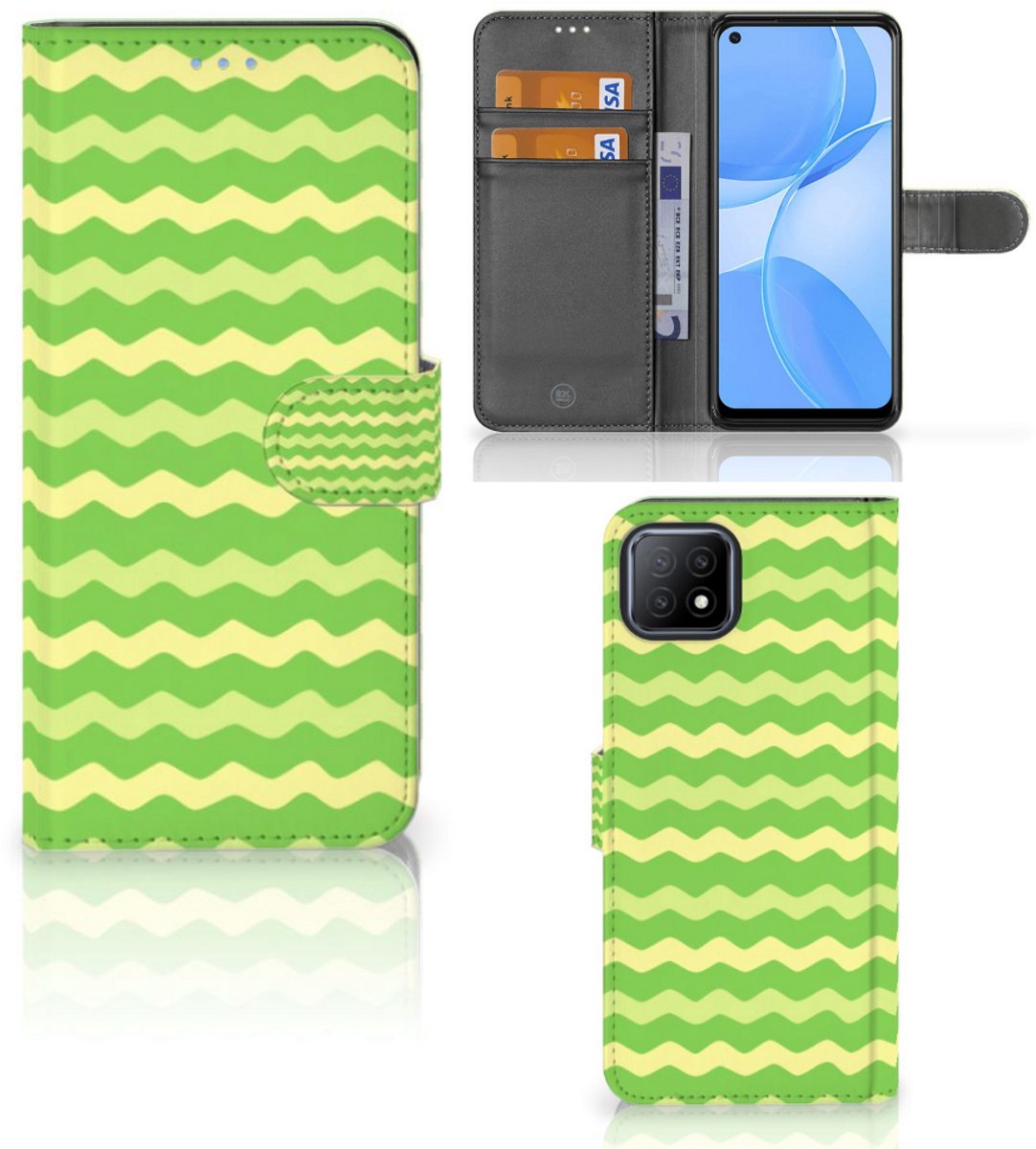 OPPO A73 5G Telefoon Hoesje Waves Green