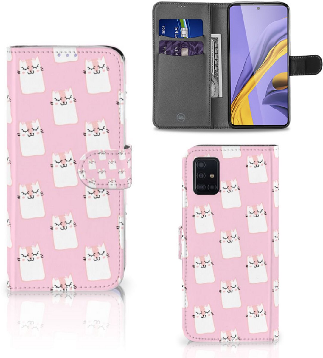 Samsung Galaxy A51 Telefoonhoesje met Pasjes Sleeping Cats