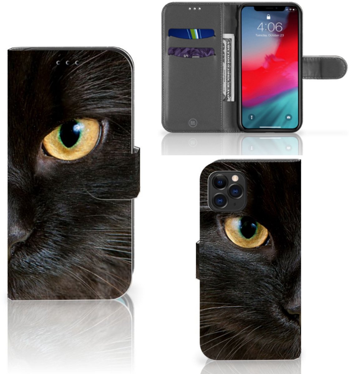 Apple iPhone 11 Pro Telefoonhoesje met Pasjes Zwarte Kat