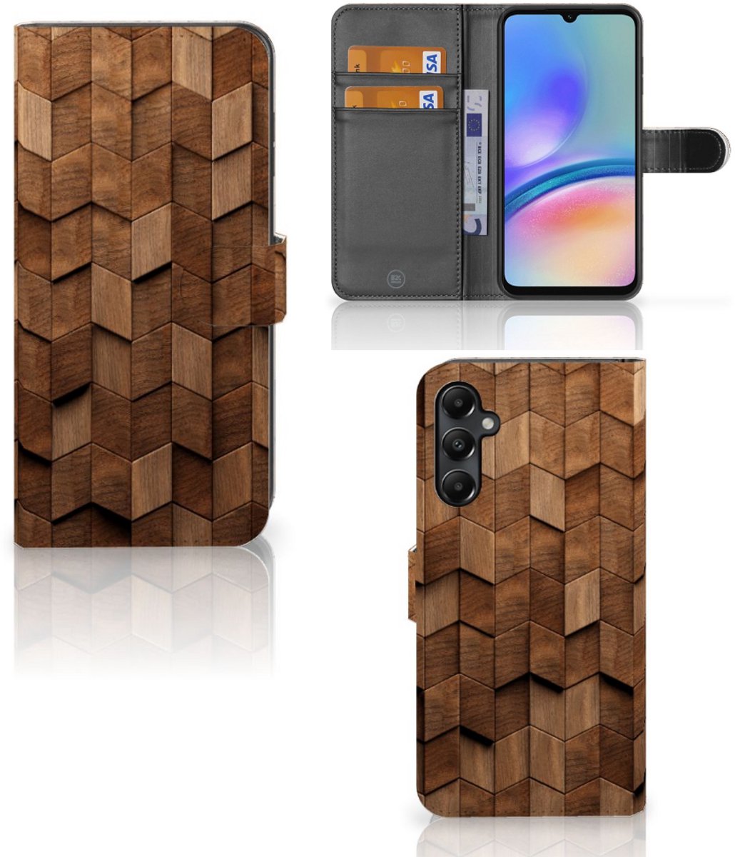 Book Style Case voor Samsung Galaxy A05s Wooden Cubes