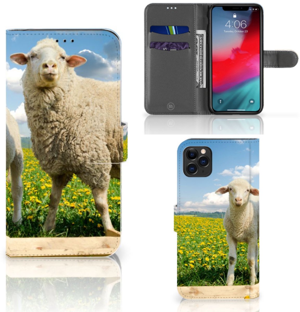 Apple iPhone 11 Pro Max Telefoonhoesje met Pasjes Schaap en Lammetje