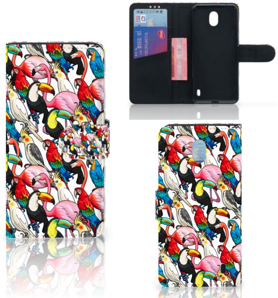 Nokia 1 Plus Telefoonhoesje met Pasjes Birds