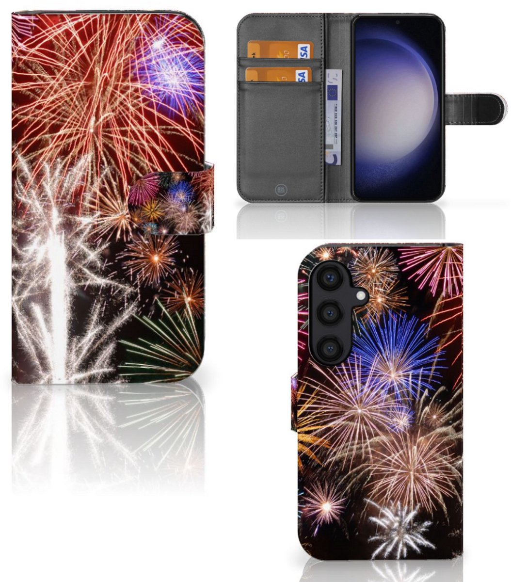 Book Case voor Samsung Galaxy S24 Wallet Case met Pasjes Vuurwerk