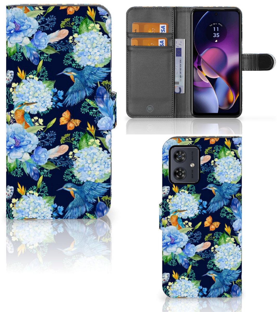 Telefoonhoesje met Pasjes voor Motorola Moto G54 IJsvogel