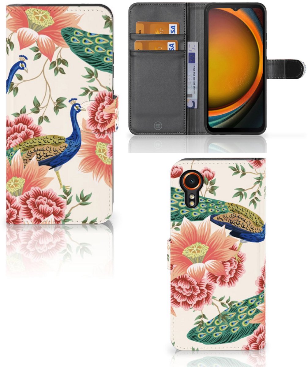 Telefoonhoesje met Pasjes voor Samsung Galaxy Xcover 7 Pink Peacock