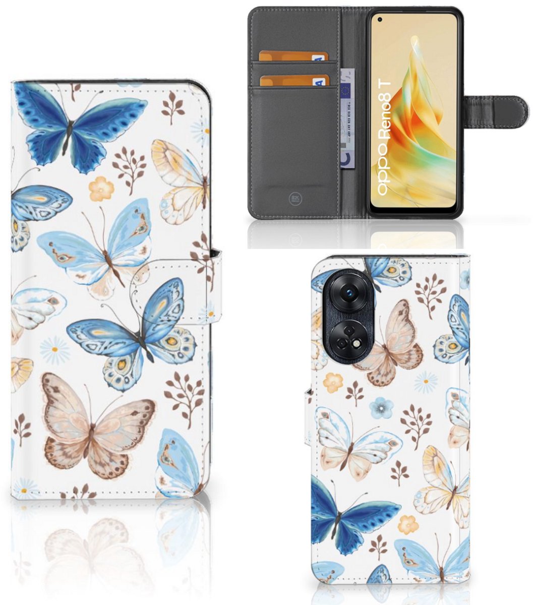 Telefoonhoesje met Pasjes voor OPPO Reno8 T 4G Vlinder