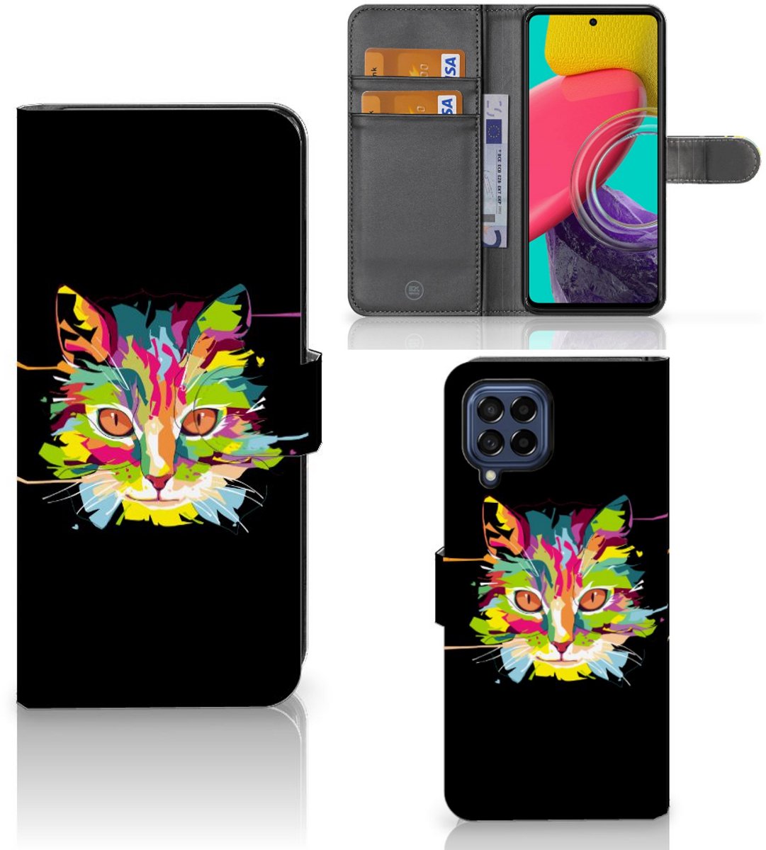Book Case voor Samsung Galaxy M53 Leuk Hoesje Cat Color