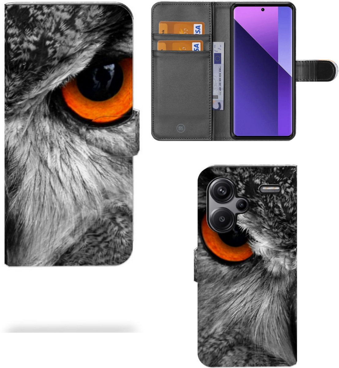 Xiaomi Redmi Note 13 Pro Plus Telefoonhoesje met Pasjes Uil