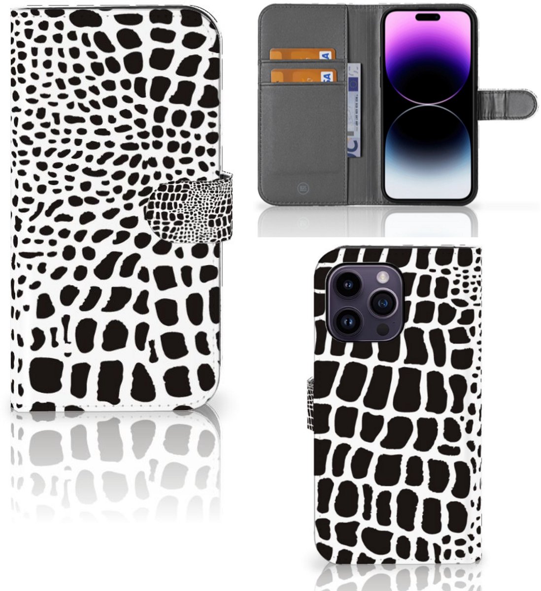 iPhone 15 Pro Max Telefoonhoesje met Pasjes Slangenprint