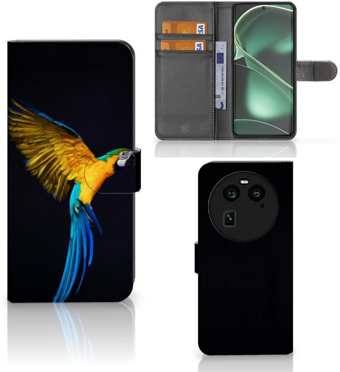 OPPO Find X6 Telefoonhoesje met Pasjes Papegaai