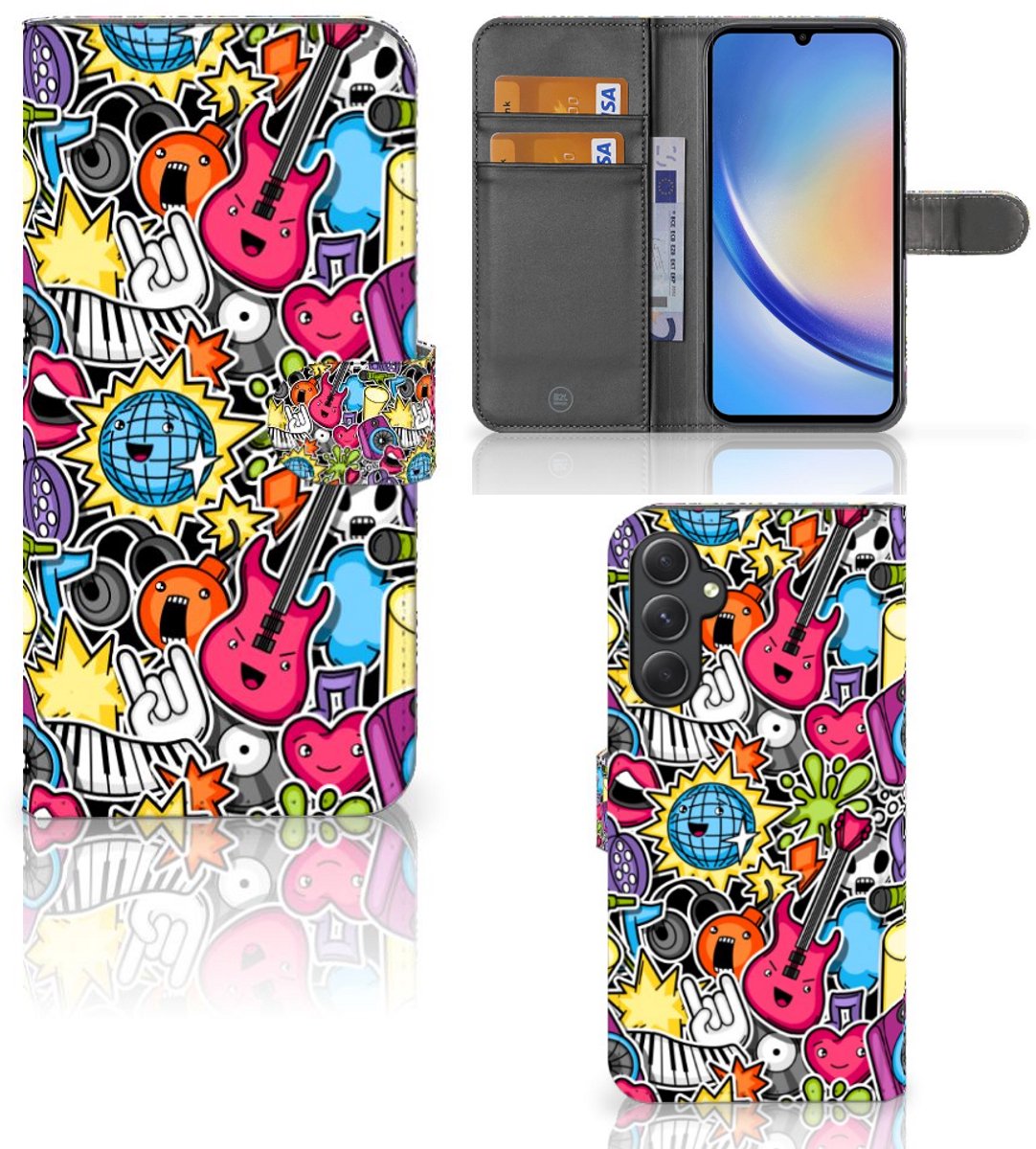 Boekhoesje voor Samsung Galaxy A24 4G Wallet Case met Pasjes Punk Rock