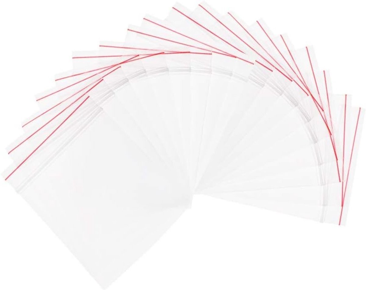 Pack van 500 stuks 8x6 cm heldere plastic zakken met ritssluiting, 0.05 mm dikte voor opslag en verpakking